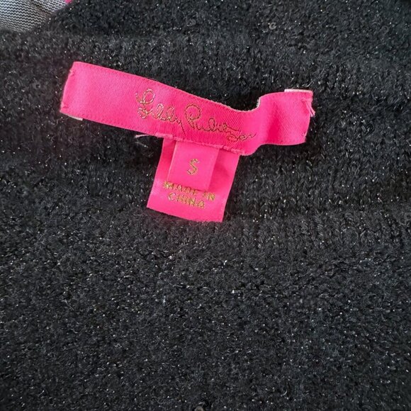 LILLY PULITZER Ruth Black Sequin Sparkle Holiday Christmas Sweater Dress S - Picture 4 of 6